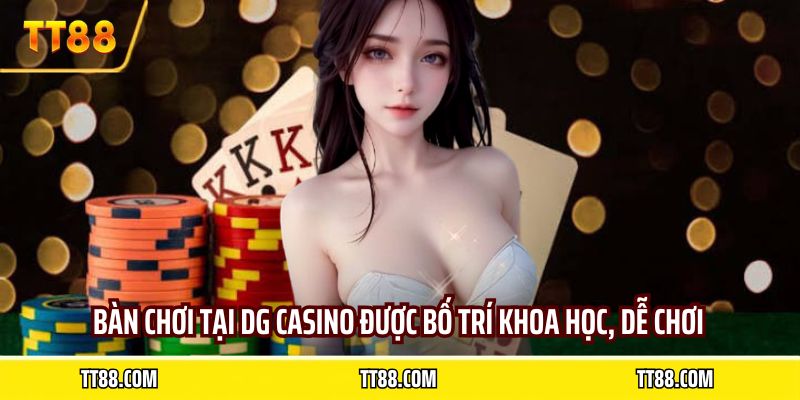 Bàn chơi tại DG Casino được bố trí khoa học, dễ chơi